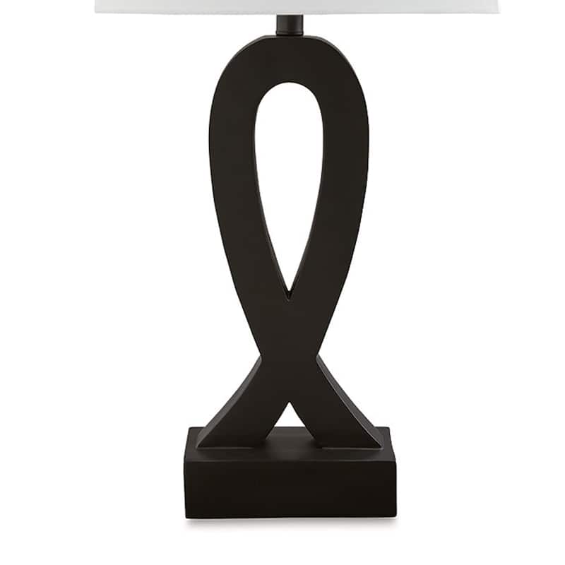 29 Inch Table Lamp Set of 2, Black Sculptural Solid Base, Empire Hardback