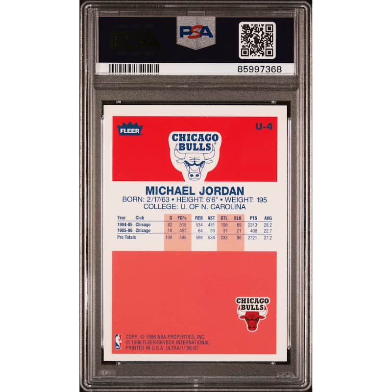 Michael Jordan 1996 Ultra Decade of Excellence Card #U-4 Graded PSA 8 - 8' x 11'