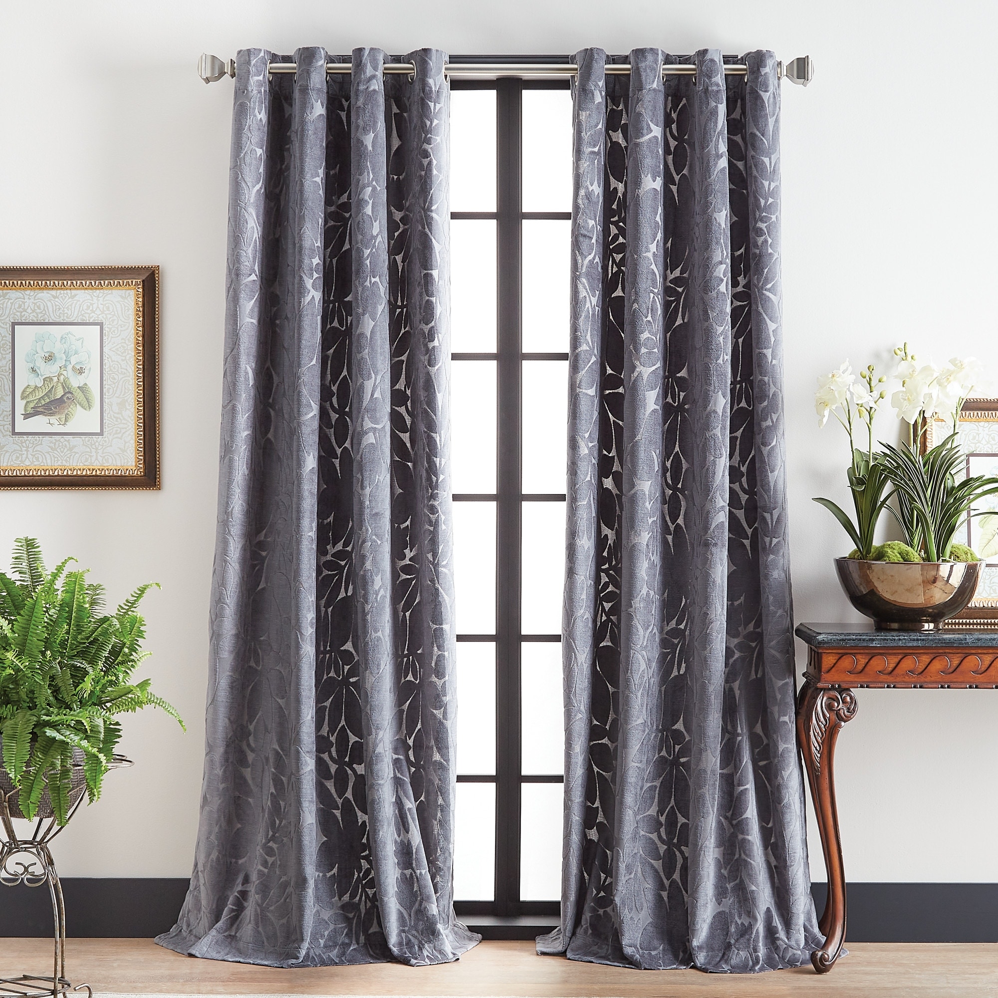 Martha Stewart Sherwood Velvet Grommet Curtain Panel Pair