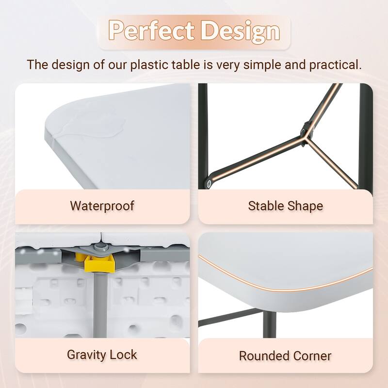 Furniture of America Roomus White 70" x 29" Portable Folding Banquet Table, White