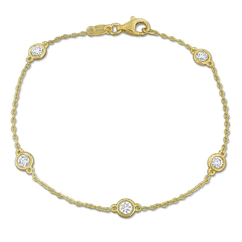 Miadora 3/4ct TW Lab-Grown Diamond Station Bracelet in Sterling Silver - 7 in - Yellow