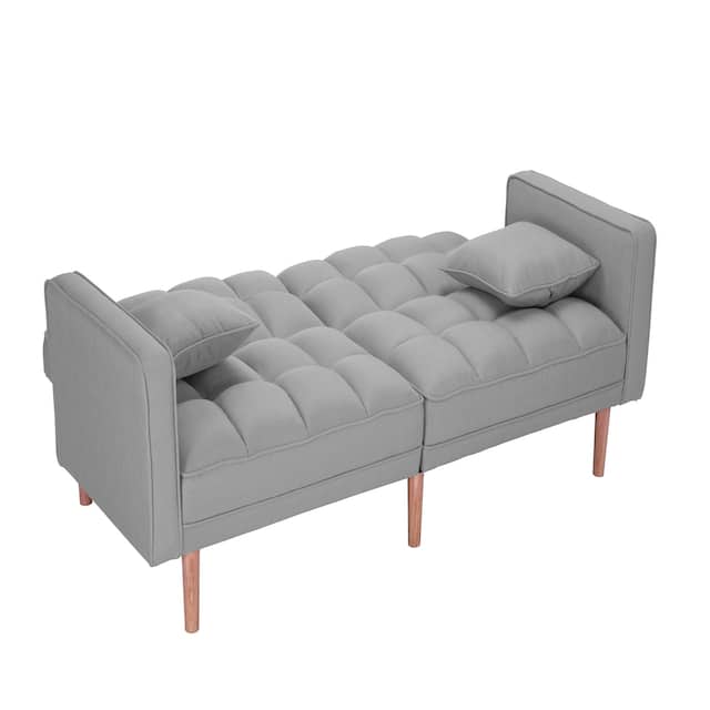 LUXMOD Futon Sleeper Sofa With 2 Pillows Fabric