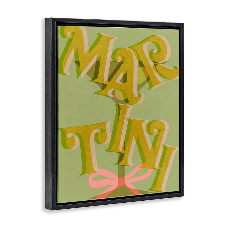 Stupell Classic Retro Martini Framed Floater Canvas Wall Art Design By Lil' Rue