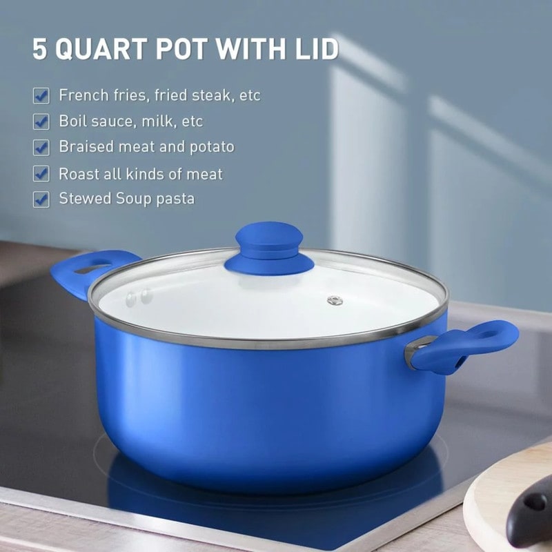 8 Piece Pots Pans Non-stick Ceramic Coating Cookware Set - Bed Bath &  Beyond - 37831620