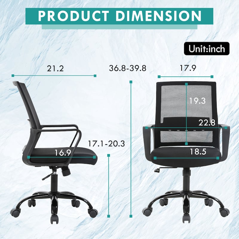 Addison Modern Adjustable Height Ergonomic Swivel Office Chair with Lumbar Support