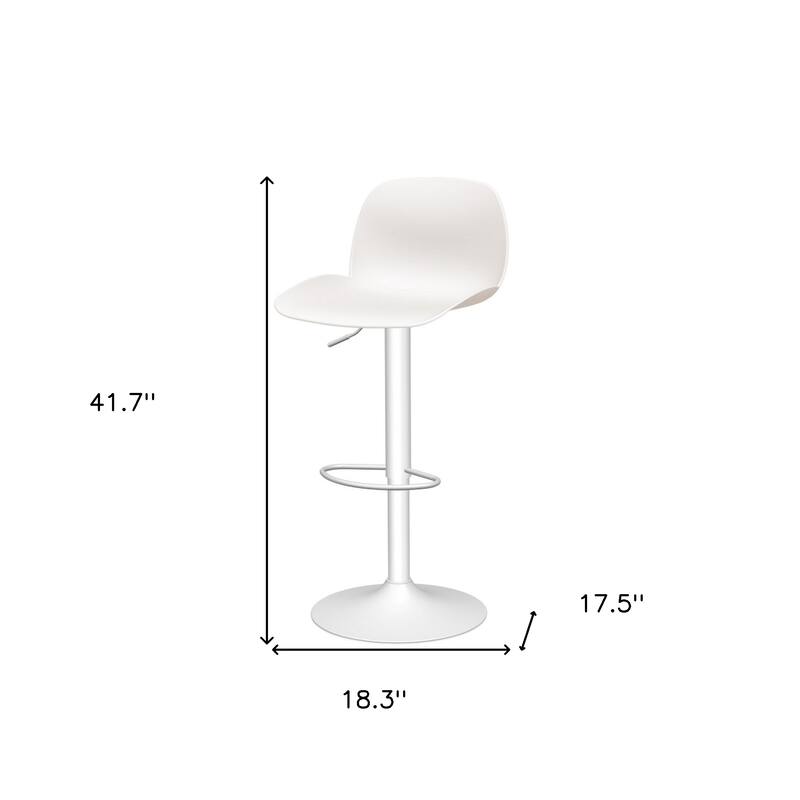 HomeRoots Set of Four White Heavy Duty Plastic and Metal Mid Back Adjustable Height Swivel Bar Chairs