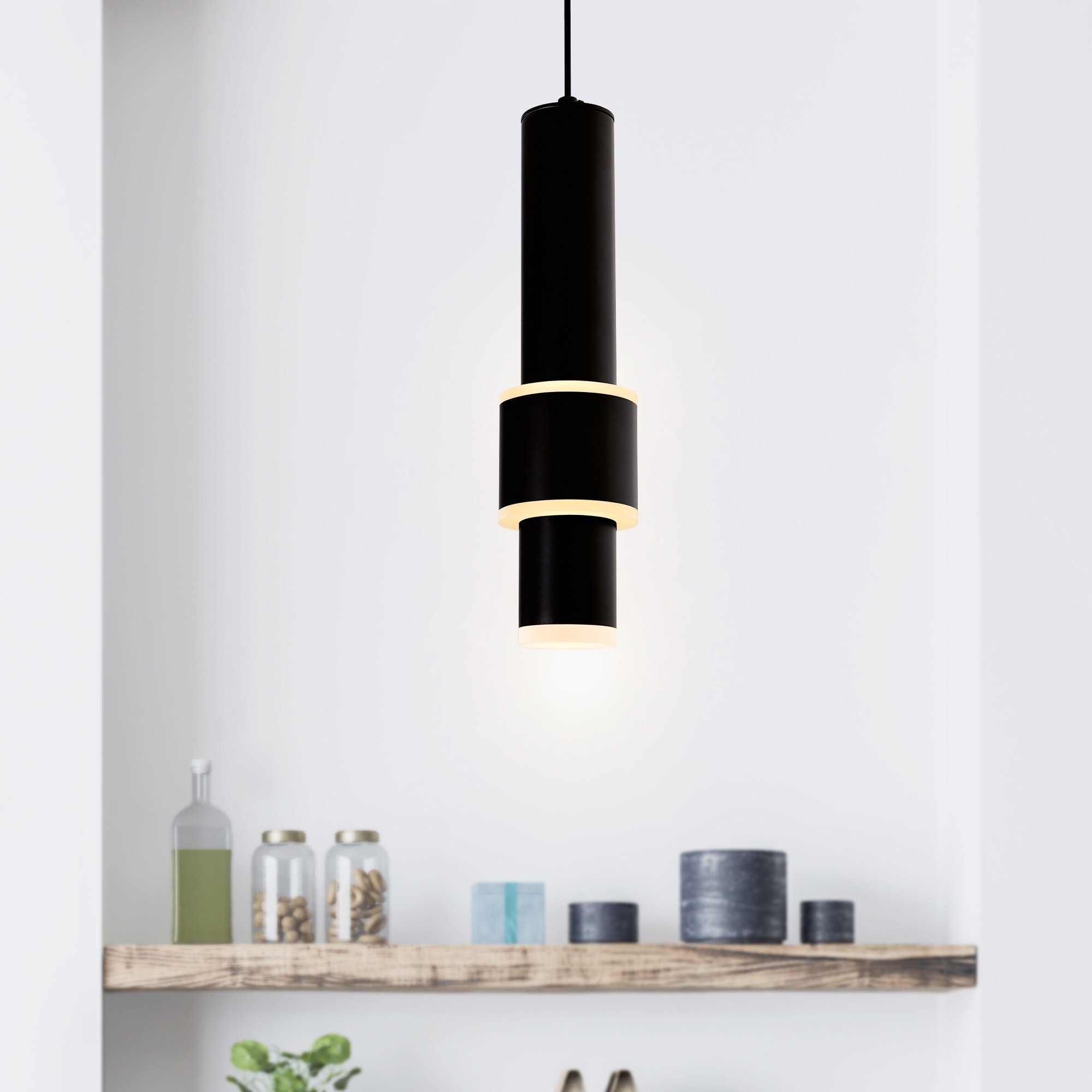 CWI Lighting Lena Integrated LED 5in Black Mini Pendant