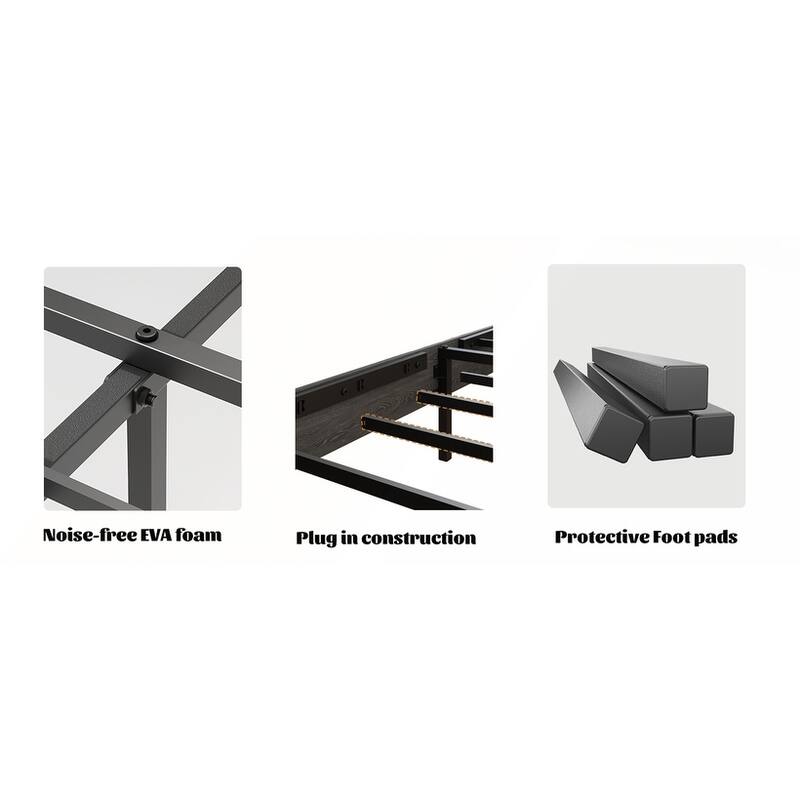 Wood Platform Bed Frame with Large Under Bed Storage