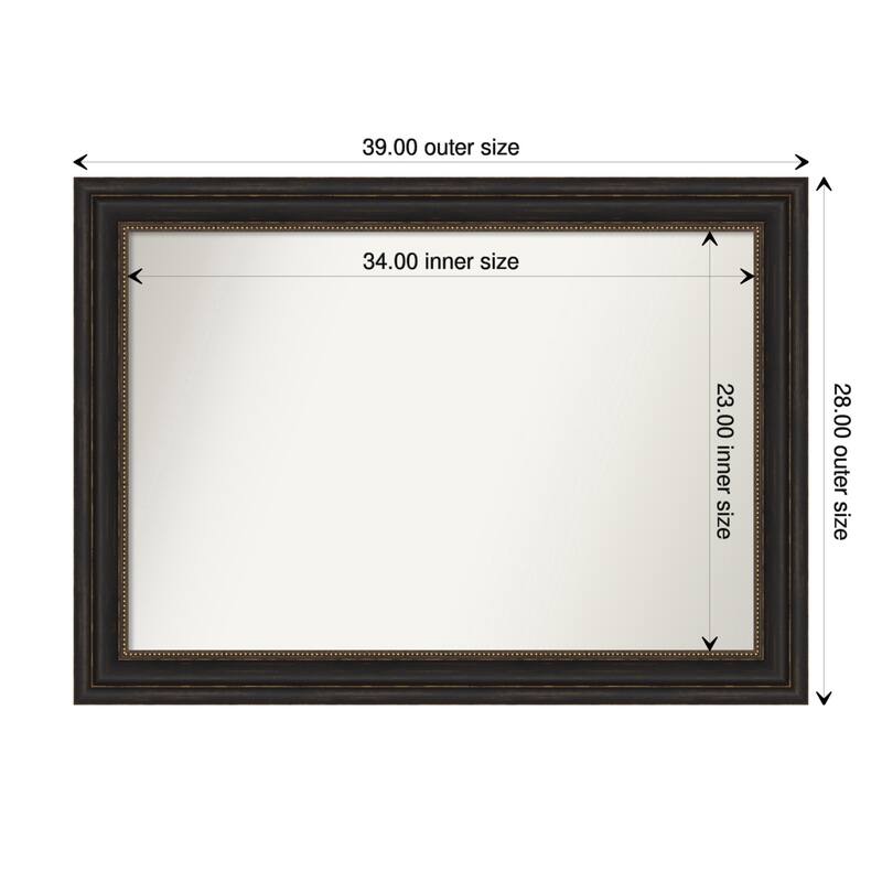 Accent Bronze Framed Non-Beveled Custom Wall Mirror, Bathroom Vanity Mirror - Outer Size: 39 x 28