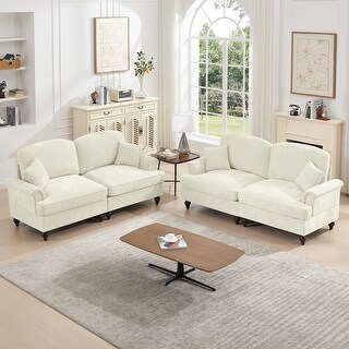 Classic 2 PCS Modular Couch Living Room Sofa Set, Elegant Mid Century ...