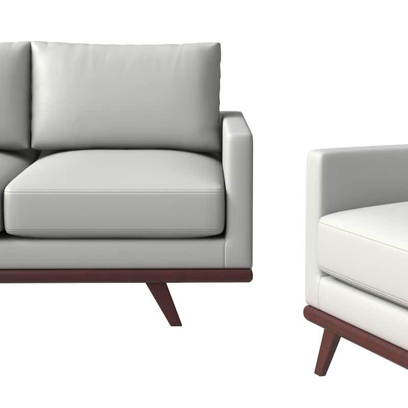 3-Piece Sofa Set Upholstered in Leather with Birch Wood Base Chester Collection