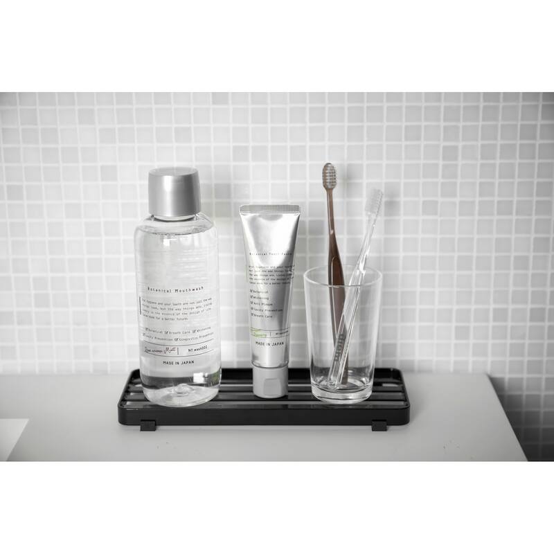 Yamazaki Home Slotted Bathroom Tray, Steel - L 3.54 x W 9.45 x H 0.59 inches