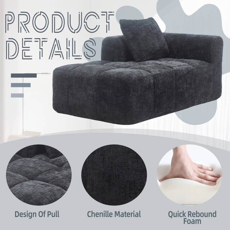 Chenille Loveseat Sofa, Minimalist Modular Sleeper for Living Room