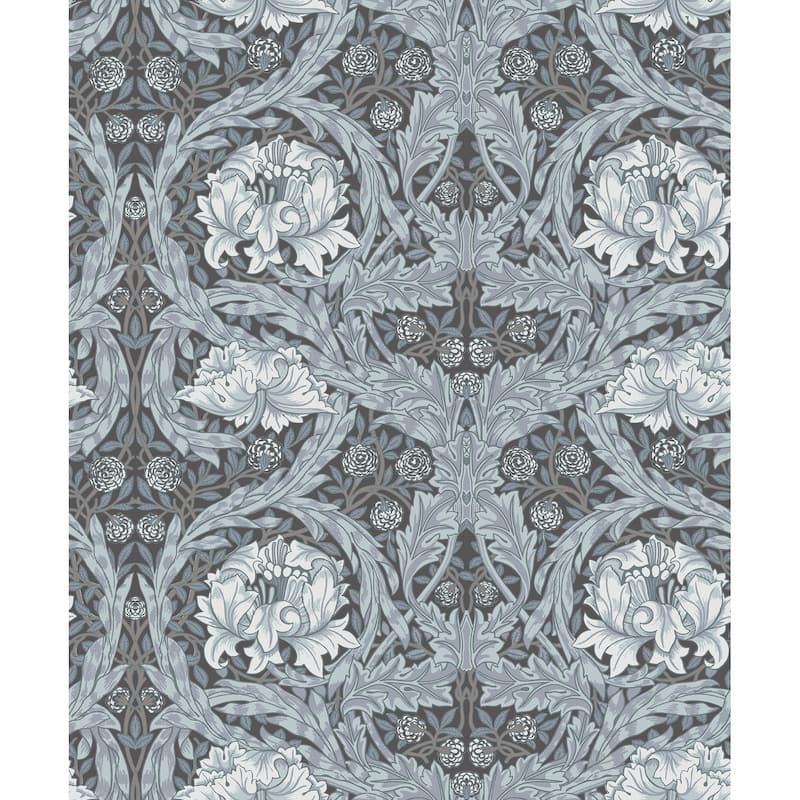 African Marigold Dark Blue Floral Wallpaper