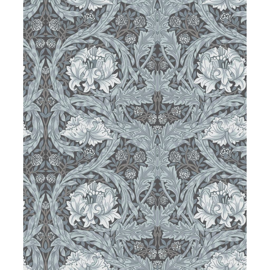 African Marigold Dark Blue Floral Wallpaper