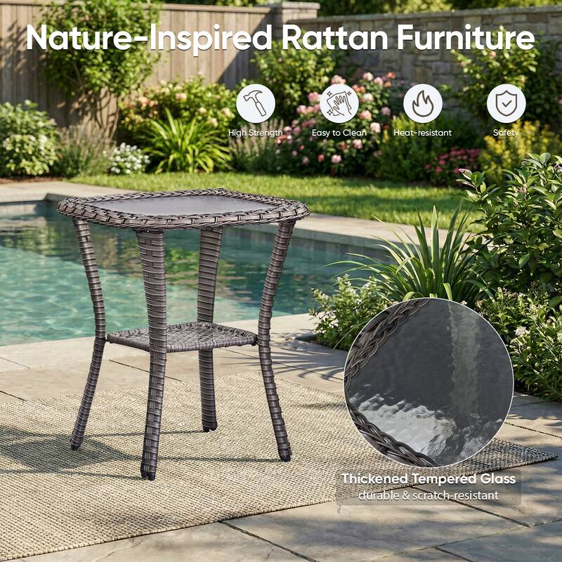 Pocassy Outdoor Propane Fire Table with Sofa Swivel Chair Ottoman Funiture Set.