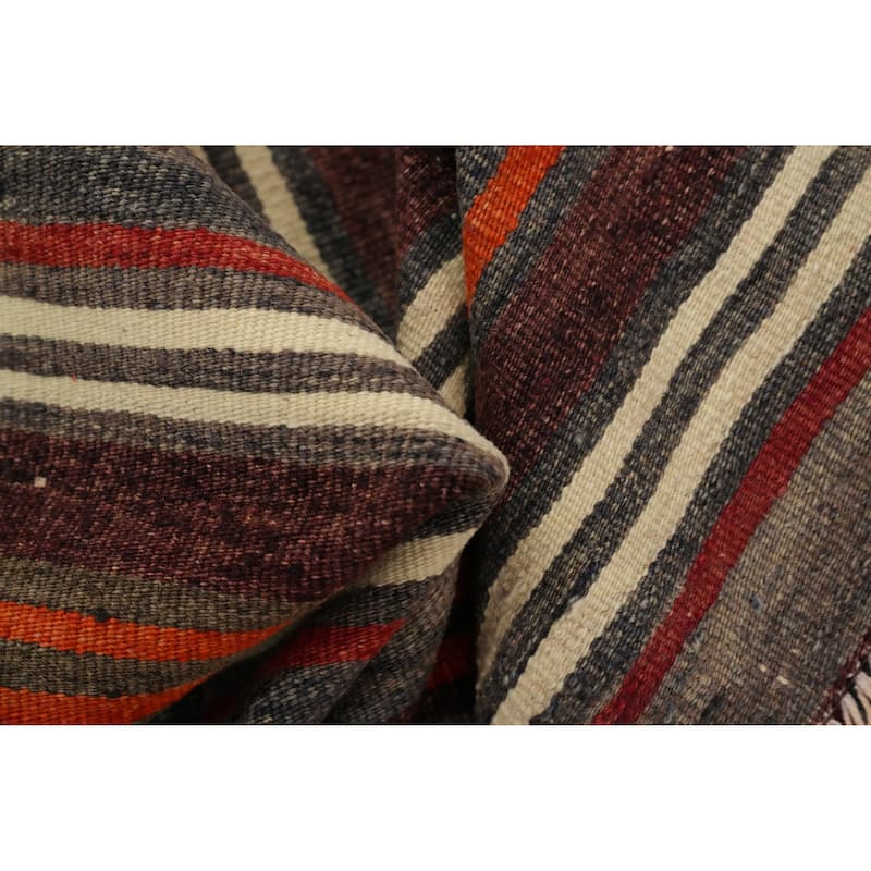 Hand Woven Oriental 100% Wool Carpet Southwestern Geometric Multi-Colored Kilim Area Rug - 12' 1'' X 5' 1''
