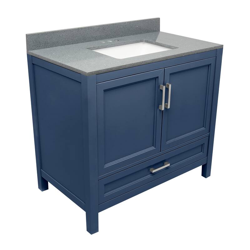 Nevado 37" Bathroom Vanity with Cultured Marble Vanity Top Sink in White with White Basin