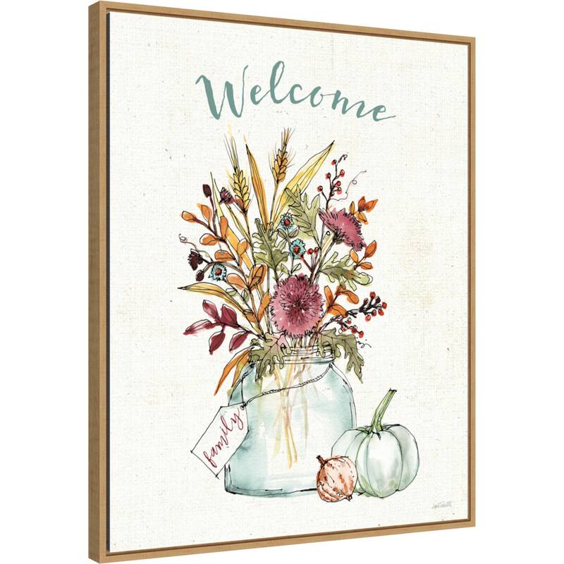 Festive Foliage III Welcome by Anne Tavoletti Canvas Art Framed - 23 x 28 in