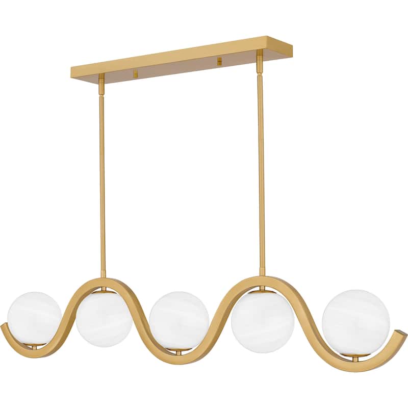 Spherical 5-Light Aged Brass Island Light