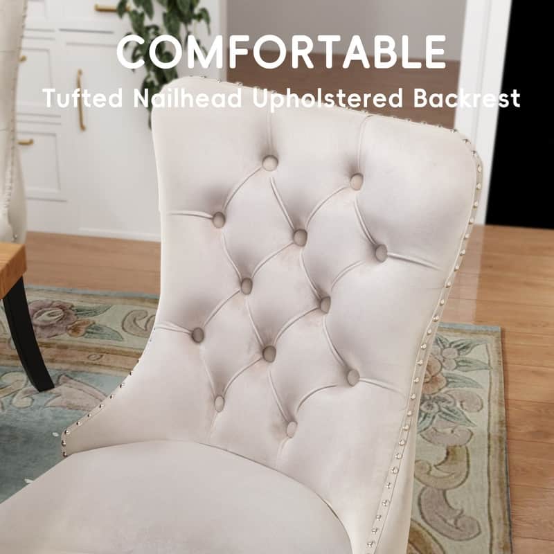 Solid Wood Velvet Upholstered Dining Chair Set of 6