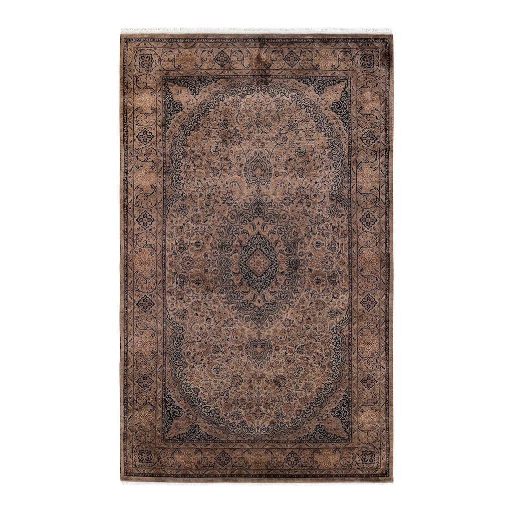 Overton Hand Knotted Wool Vintage Inspired Modern Contemporary Overdyed Beige Area Rug - 5' 1" x 8' 4"