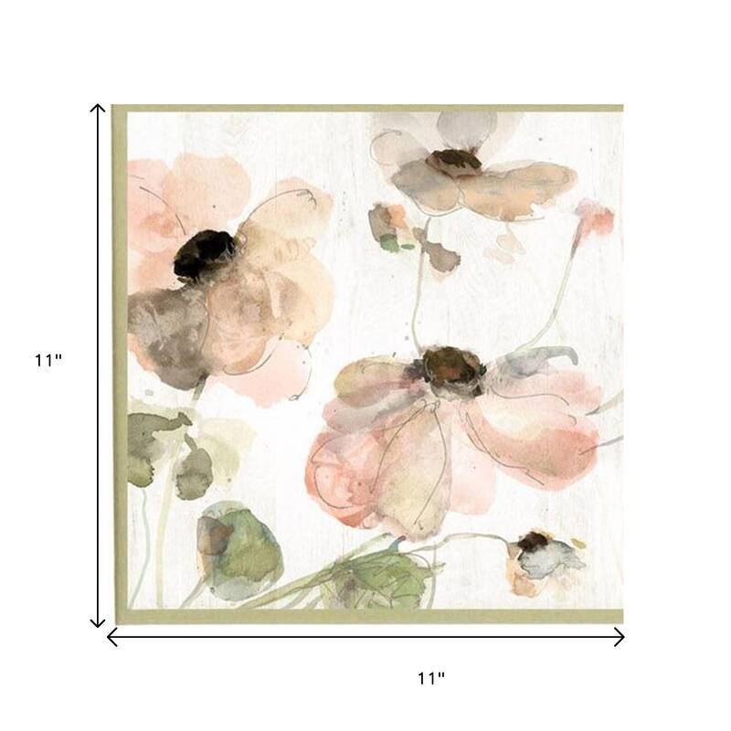 HomeRoots Set Of Two Soft Spring Pop Distressed White Framed Wall Art