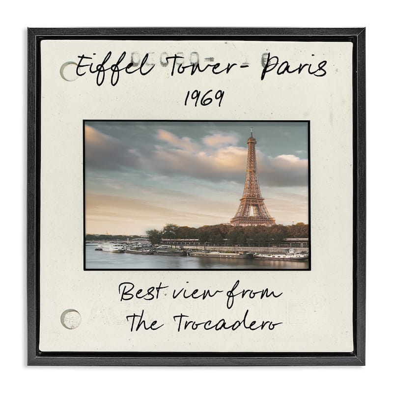 Stupell Vintage Travel Eiffel Tower Framed Floater Canvas Wall Art Design By Danita Delimont - 18 x 18 - Black