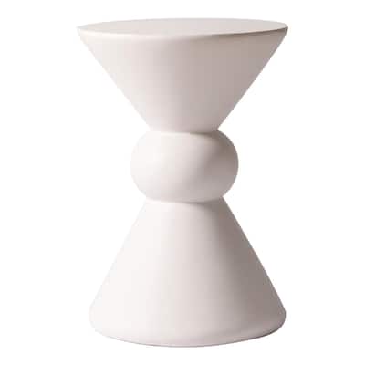 Indoor Outdoor Fiberstone Side Table and End Table Hourglass Weather Resistant Design Accent Table