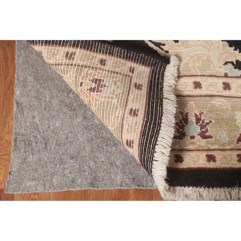 Black Floral Oushak Oriental Area Rug Hand-Knotted Wool Carpet - 5'5" x 7'9"