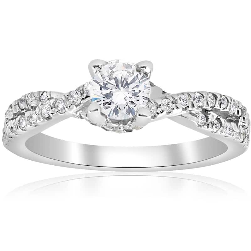 3/4ct Diamond Infinity Engagement Twist Ring White Gold