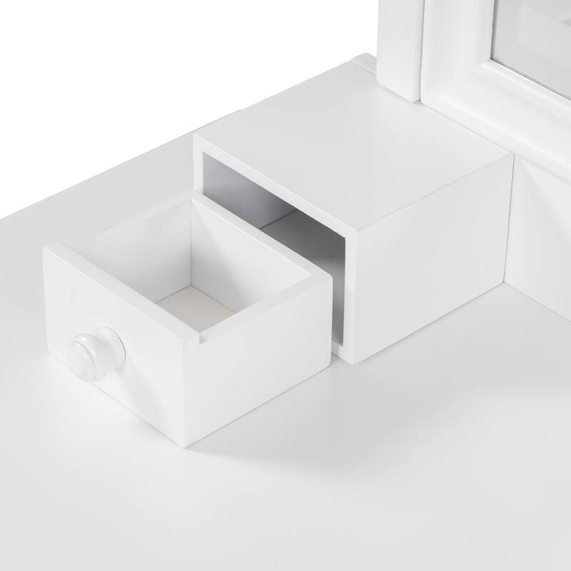 Makeup Vanity Desk with Large Adjustable Mirror, Dressing Table Set with Drawer & Cabinet, Space-Saving Beauty Station