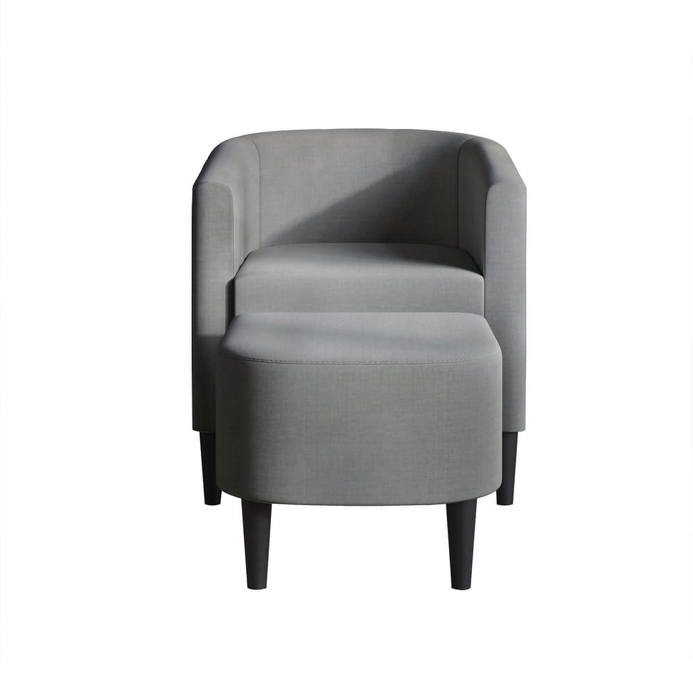CraftPorch Contemporary Linen Upholstered Accent Chair with Ottoman