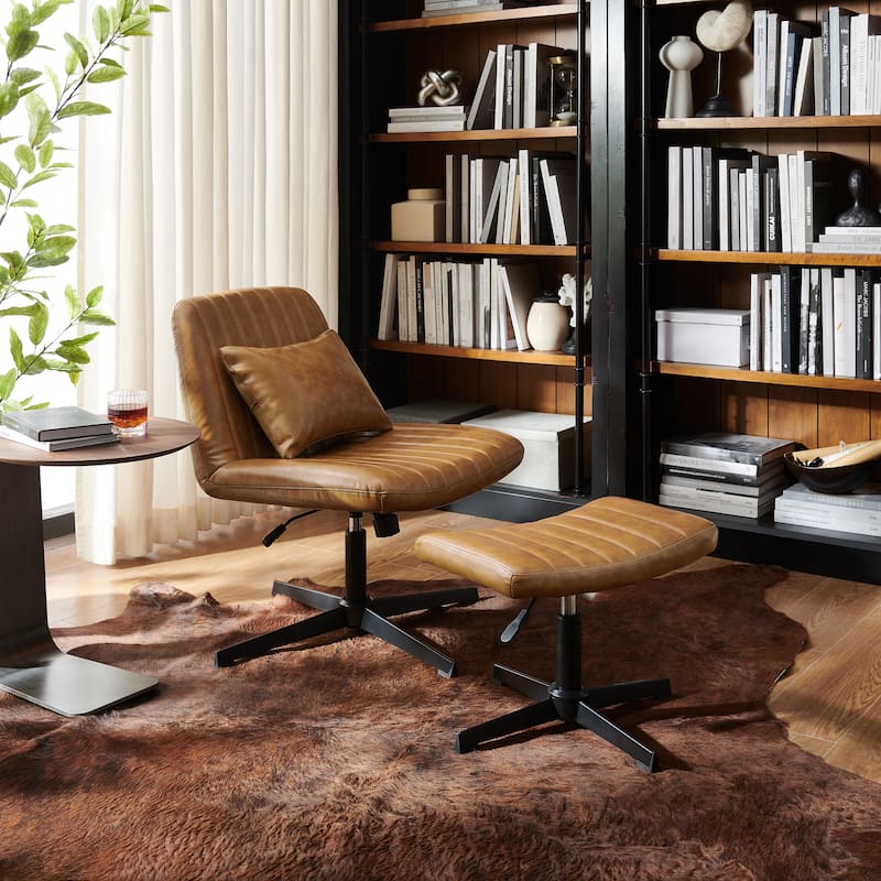 Art Leon Swivel and Adjustable Accent Chair with Ottoman
