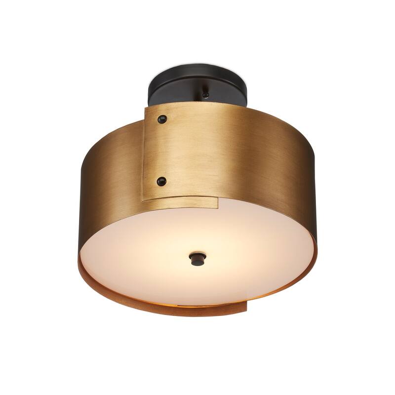 Currey & Company Ritsu Brass Semi-Flush Mount - 12"h x 13.75"dia