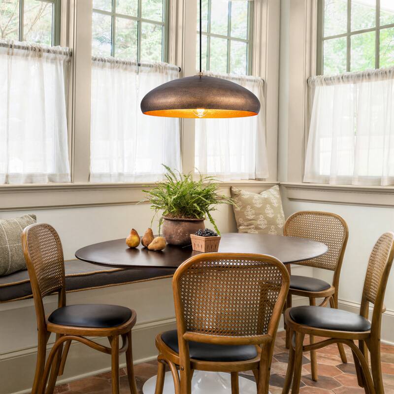Industrial 1-Light Metal Dome Pendant Light for Kitchen Island, Dining Room