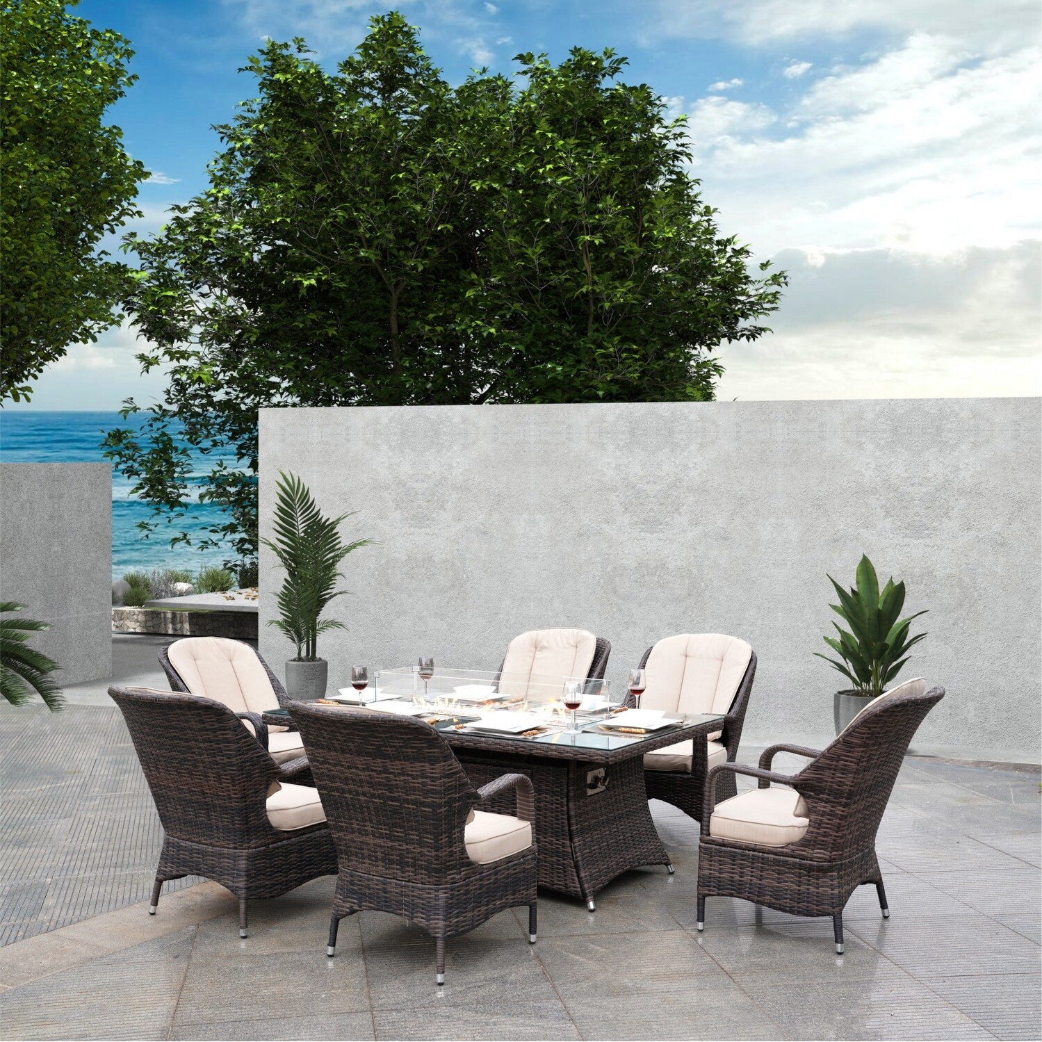 6 person 2025 fire pit table