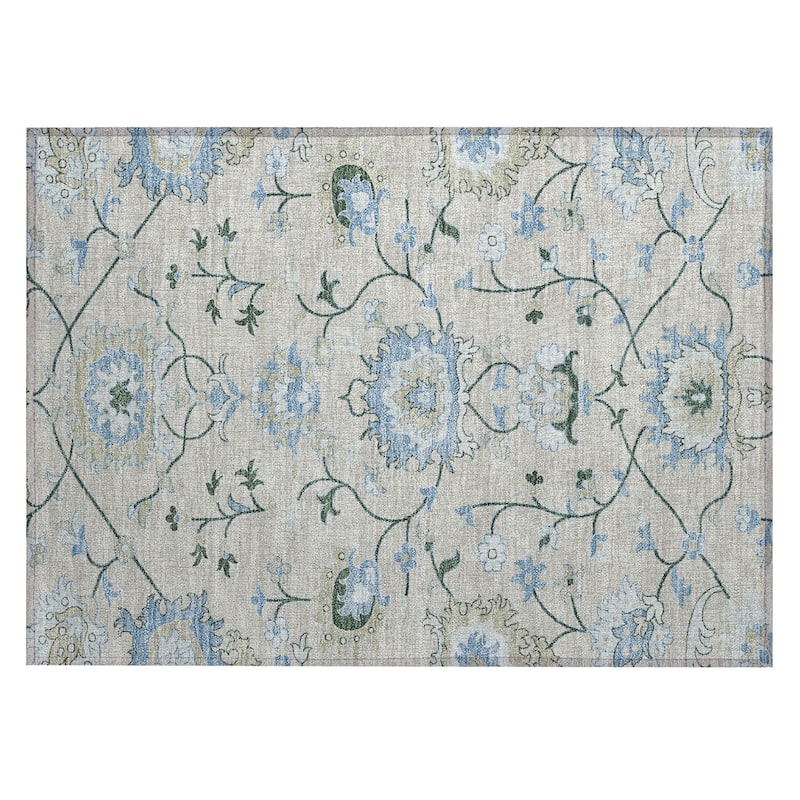 Machine Washable Indoor/ Outdoor Traditional Serena Chantille Rug