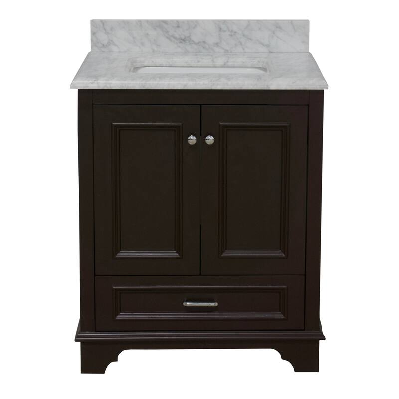 KitchenBathCollection Nantucket 30" Bathroom Vanity with Carrara Marble Top