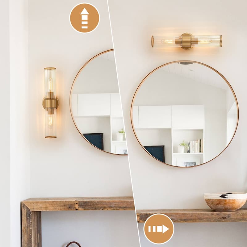 Starsky 2-Lights Modern Bathroom Vanity Light Wall Sconce with Glass Shade