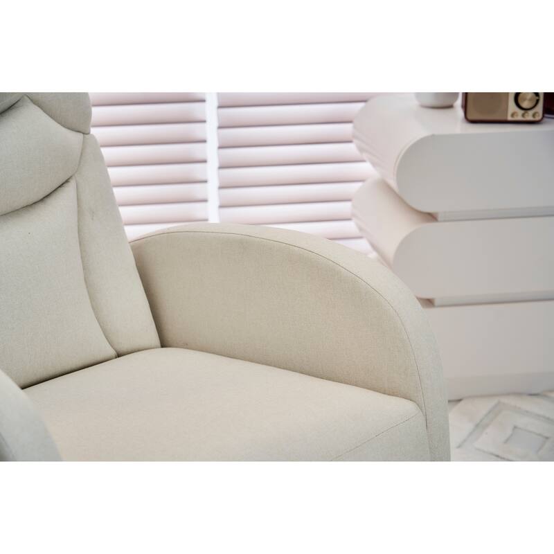 Comfortable Rocking Chair with Adjustable Footrest and Spacious Seat, Perfect for Relaxing and Unwinding.