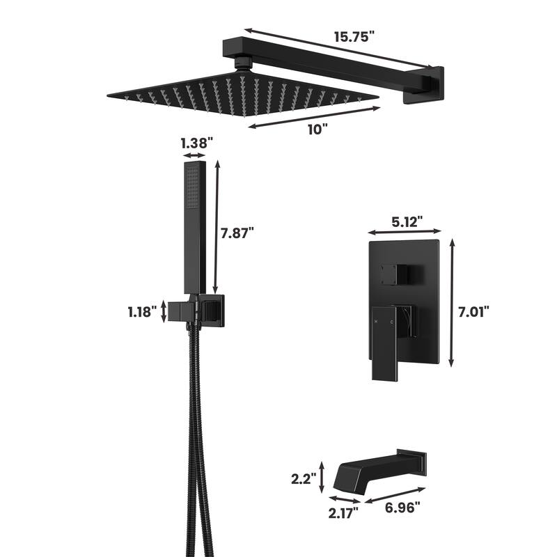 3-function Pressure Balance Shower Set with 10 in Shower Head(Valve Included)