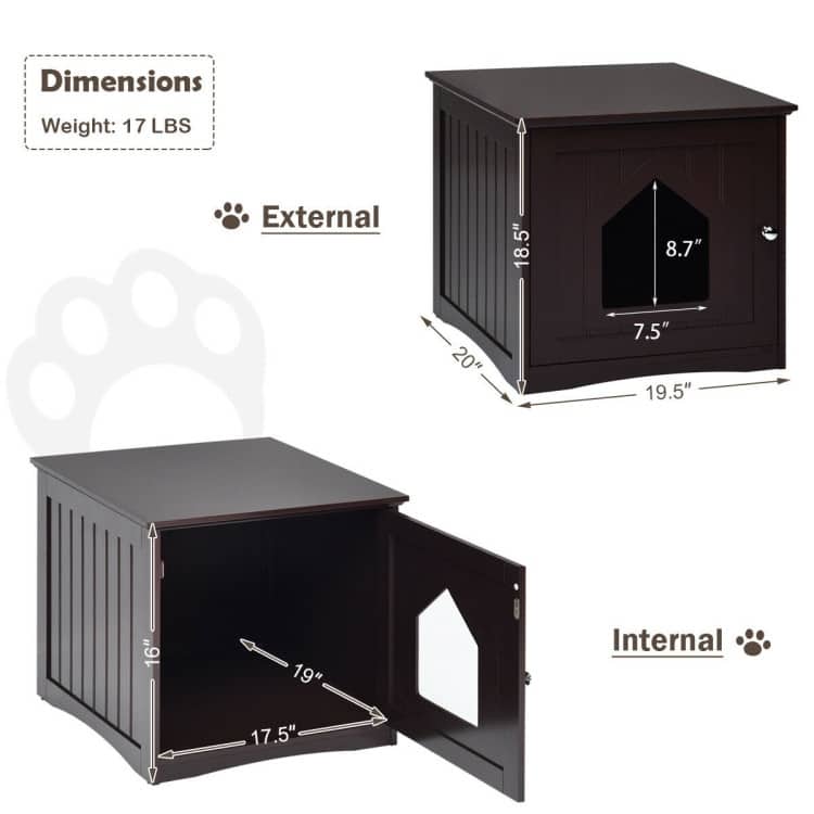 Stylish Cat House Nightstand with Magnetic Door for Easy Cleaning - 20" x 19.5" x 18.5" (L x W x H)