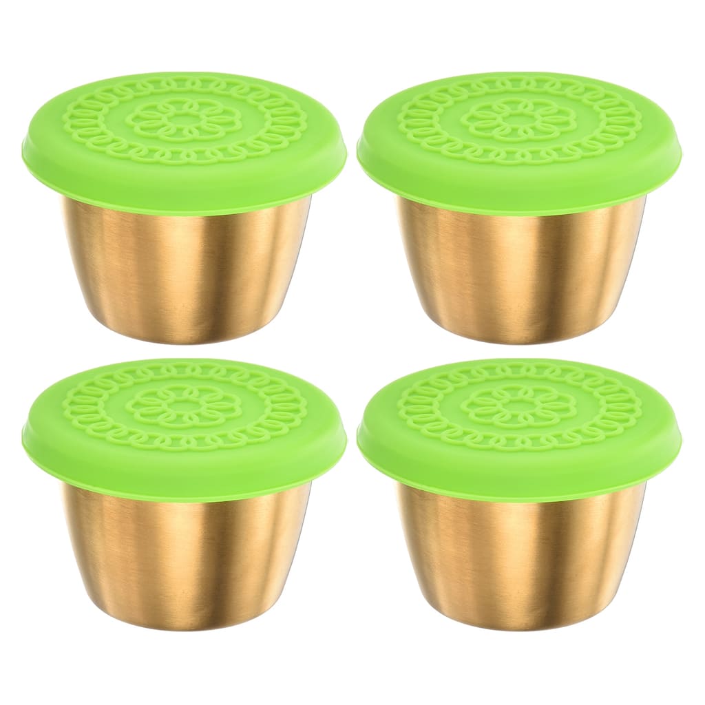 4pcs Stainless Steel Dressing Container 2.4oz Reusable Sauce Cups