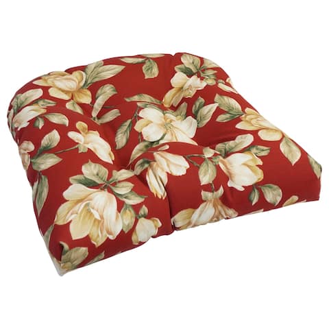 Blazing Needles 19-inch U-Shaped Polyester Outdoor Tufted Dining Chair Cushion