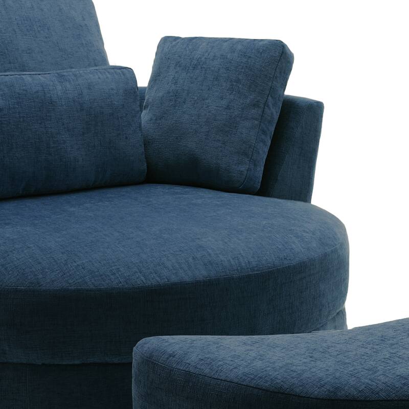 Oversized Upholstered Swivel Barrel Chairs with Storage Ottoman