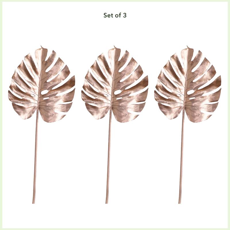 Monstera Leaf Artificial Stem Sprays - 41" - Rose Gold - Set of 3