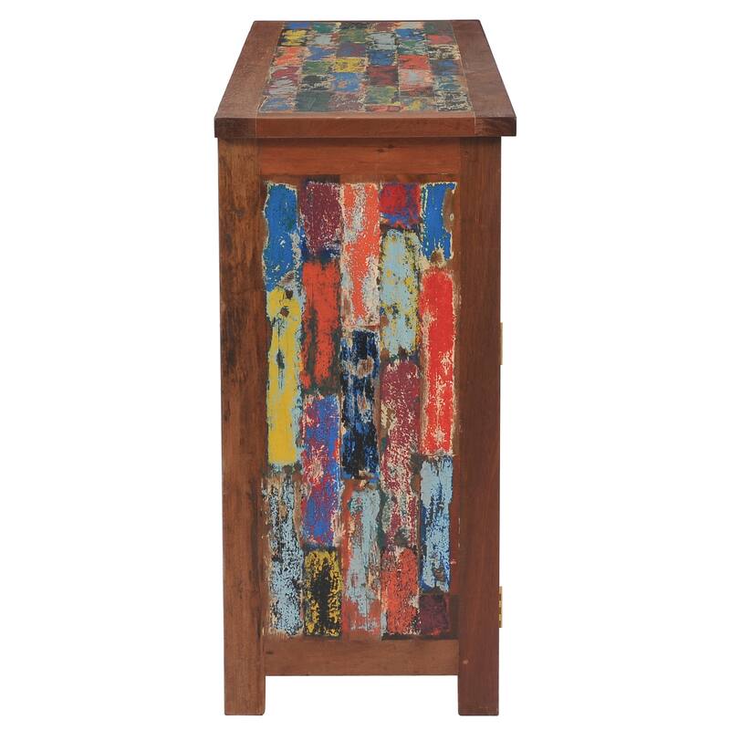 Chic Teak Buffet with 3 Doors and 3 Drawers Made from Recycled Teak Wood Boats