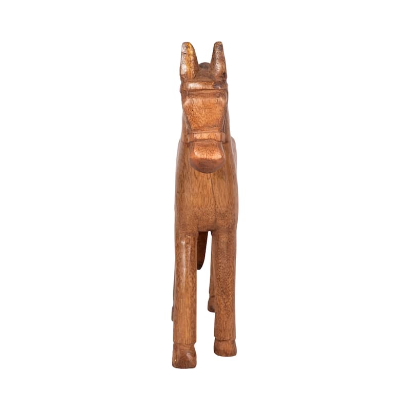 Wood Standing Horse with Saddle Figurine - Brown, 12" - 12.0"