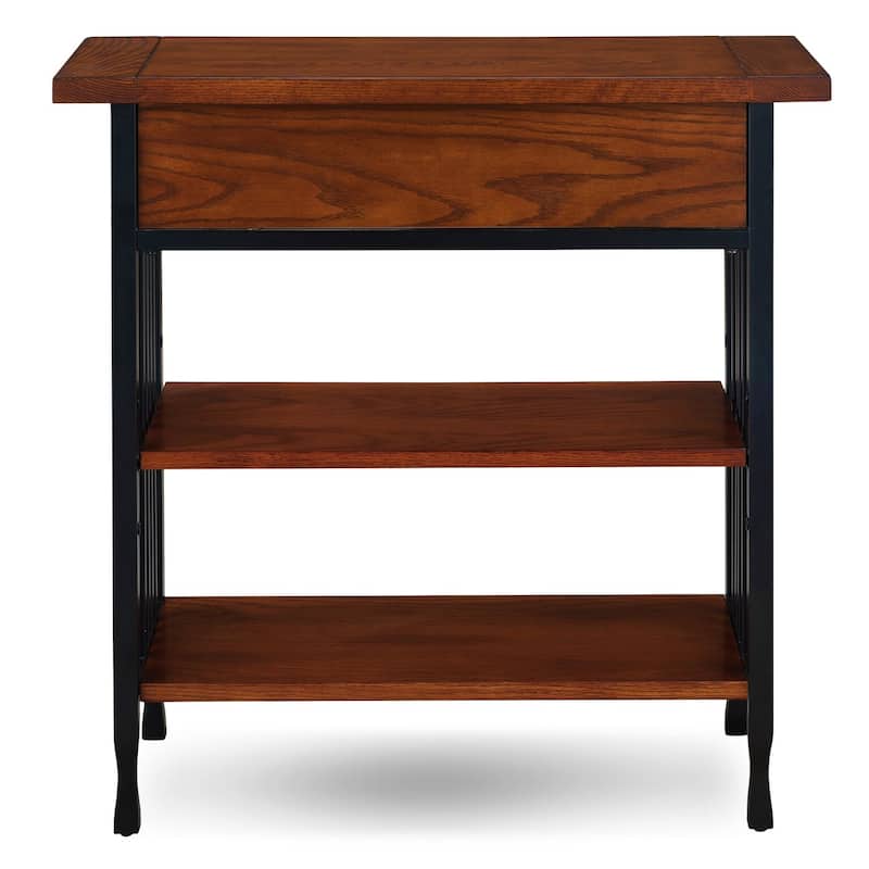 Leick Furniture Ironcraft Mission Oak Foyer Bookcase w/ Drawer Storage